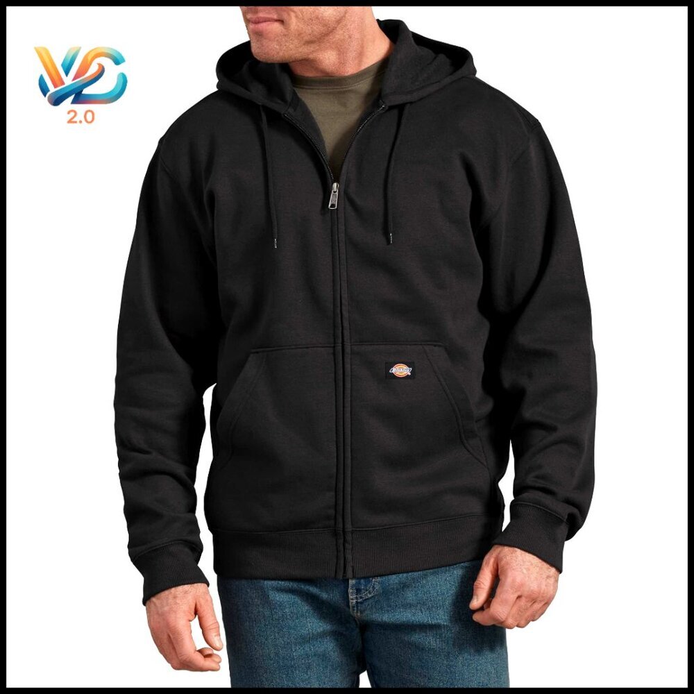 Big Tall Full Zip Fleece Hoodie with Hidden Pocket - Picture 1 of 5